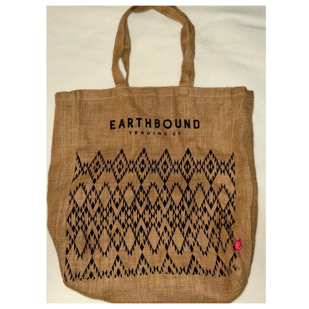 Earthbound Trading Co Jute Burlap Aztec Print Reusable Market Shopping Tote
